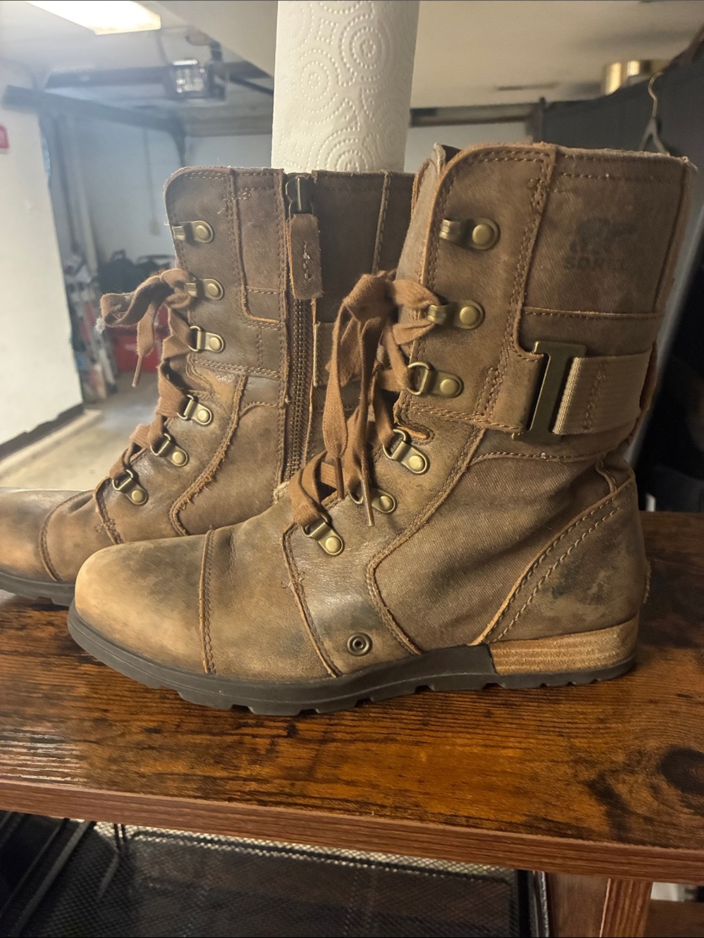 Sorel Brown Lace-Up Combat & Moto Boots